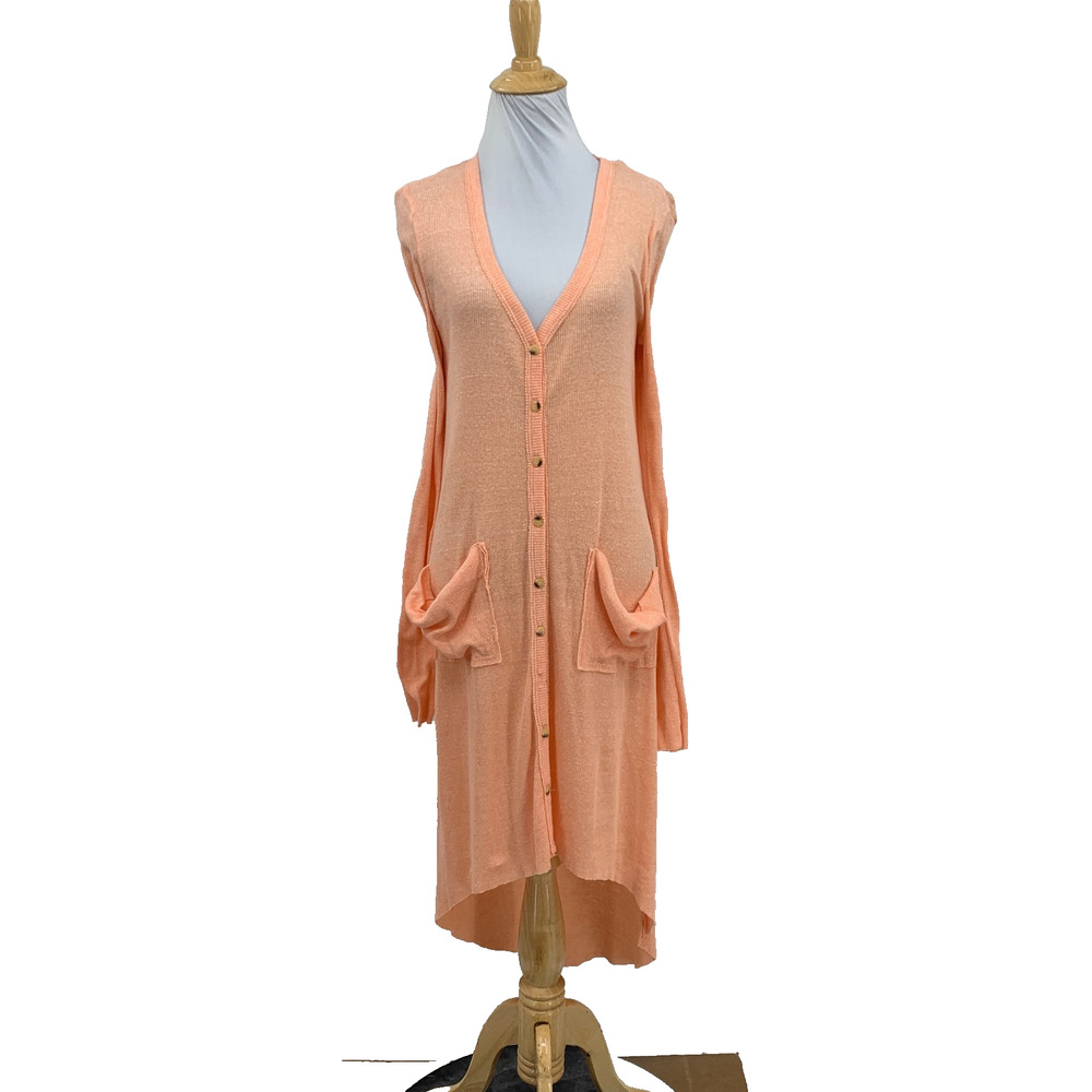 FP Beach Cardigan Dress Womens M Medium Cantaloupe Bonita Ribbed Free People